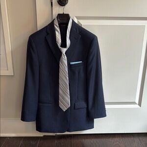 Navy Blue Men's Suit including tie, pants, handkerchief